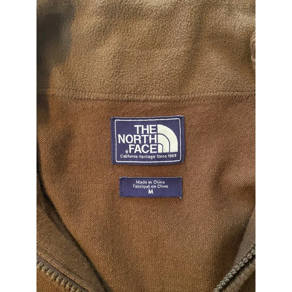 The North Face Sweater Sz M Brown 1/4 Zip Cotton Wool Mock Neck Layer Outdoor